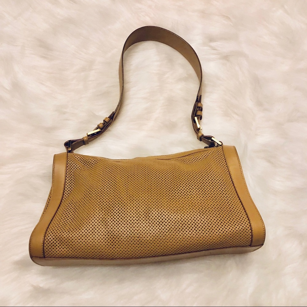 GUCCI Vintage Cutout Leather Shoulder Bag